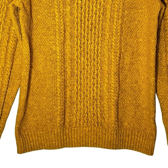 Old Navy Fisherman’s Textured Cable Knit Sweater Women’s M Mustard Cotton Wool - Picture 4 of 8